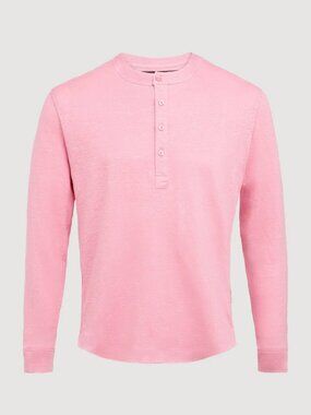 Y. Chroma Tropical Weight Linen Long Sleeve Henley